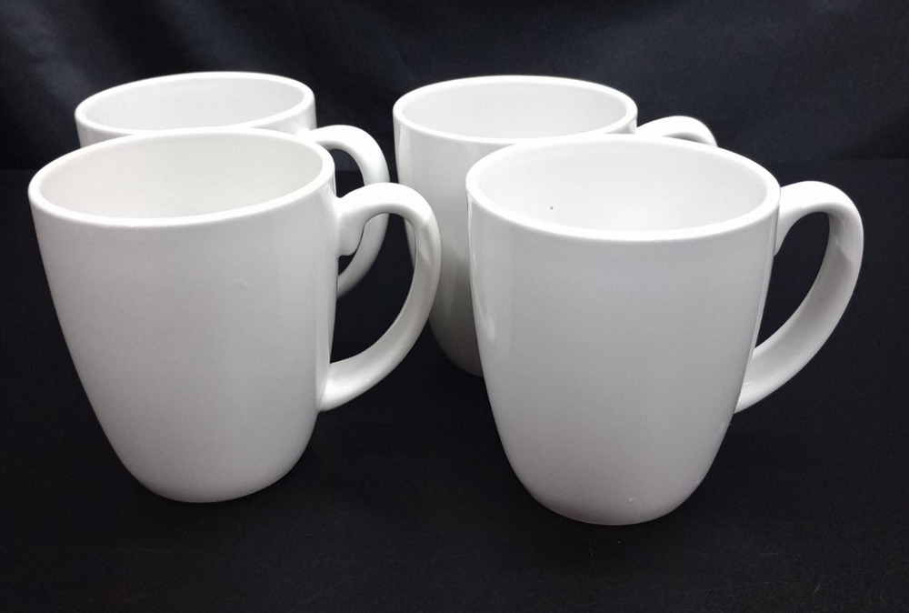 Corelle Corning Stoneware Coordinates Coffee Cup Mug Set of 4 Winter Frost White
